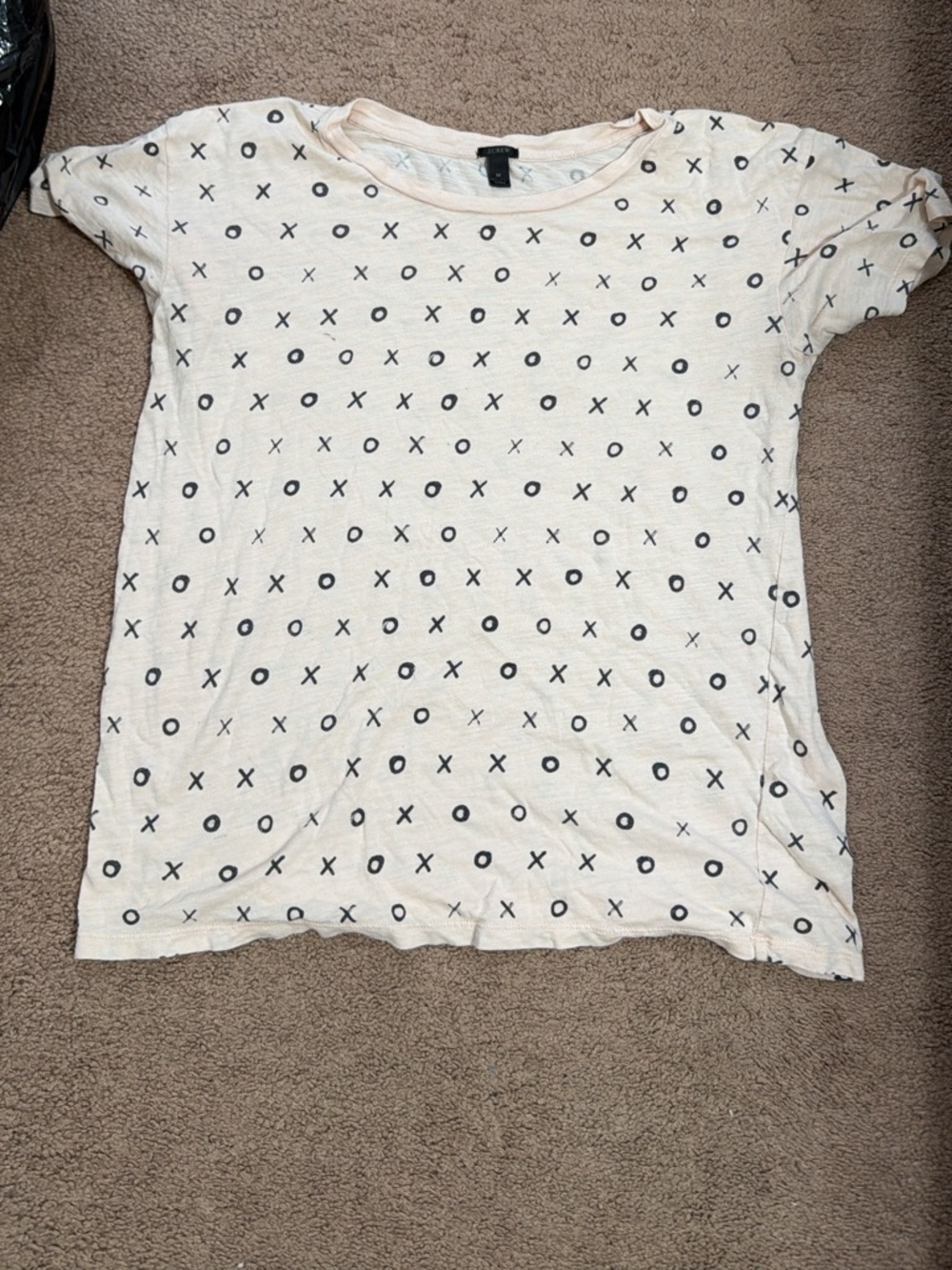 J. Crew Cream Short-Sleeve Tee with Black XO Pattern